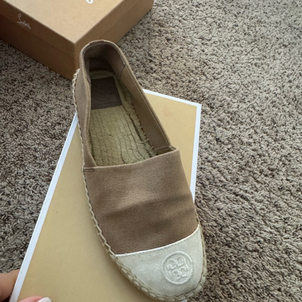 Tory Burch Tan and Cream Espadrilles